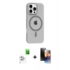 MARSİLYAN™- iPhone 16 Pro Max Kılıf Pusula Form Özel Seri - Siyah 3D Antistatik Mat Seramik Nano Ekran Koruyucu + Raze Metal Kamera Lens - BZ