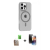 MARSİLYAN™- iPhone 16 Pro Max Kılıf Pusula Form Özel Seri - Siyah 3D Antistatik Mat Seramik Nano Ekran Koruyucu + Raze Metal Kamera Lens - CLTM