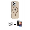 MARSİLYAN™- iPhone 16 Pro Max Kılıf Pusula Form Özel Seri - Siyah 3D Antistatik Mat Seramik Nano Ekran Koruyucu + Pers Alüminyum Kamera Lens - GS