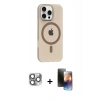 MARSİLYAN™- iPhone 16 Pro Max Kılıf Pusula Form Özel Seri - Siyah 3D Antistatik Mat Seramik Nano Ekran Koruyucu + Pers Alüminyum Kamera Lens - GI