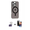 MARSİLYAN™- iPhone 16 Pro Max Kılıf Pusula Form Özel Seri - Siyah 3D Antistatik Mat Seramik Nano Ekran Koruyucu + Bilvis Titan Kamera Lens - TMGI