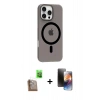 MARSİLYAN™- iPhone 16 Pro Max Kılıf Pusula Form Özel Seri - Siyah 3D Antistatik Mat Seramik Nano Ekran Koruyucu + Raze Metal Kamera Lens - CLTM