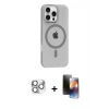 MARSİLYAN™- iPhone 16 Pro Max Kılıf Pusula Form Özel Seri - Siyah 3D Antistatik Mat Seramik Nano Ekran Koruyucu + Pers Alüminyum Kamera Lens - GS