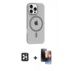 MARSİLYAN™- iPhone 16 Pro Max Kılıf Pusula Form Özel Seri - Siyah 3D Antistatik Mat Seramik Nano Ekran Koruyucu + PVD Metal Kamera Lens - SH