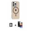 MARSİLYAN™- iPhone 16 Pro Max Kılıf Pusula Form Özel Seri - Siyah 3D Antistatik Mat Seramik Nano Ekran Koruyucu + PVD Metal Kamera Lens - GD