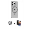 MARSİLYAN™- iPhone 16 Pro Max Kılıf Pusula Form Özel Seri - Siyah 3D Antistatik Mat Seramik Nano Ekran Koruyucu + Pers Alüminyum Kamera Lens - GI