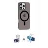 MARSİLYAN™- iPhone 16 Pro Max Kılıf Pusula Form Özel Seri - Siyah 3D Antistatik Seramik Nano Ekran Koruyucu + Bilvis Titan Kamera Lens - TMGI