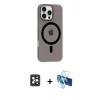 MARSİLYAN™- iPhone 16 Pro Max Kılıf Pusula Form Özel Seri - Siyah 3D Antistatik Seramik Nano Ekran Koruyucu + PVD Metal Kamera Lens - SH