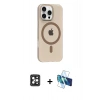 MARSİLYAN™- iPhone 16 Pro Max Kılıf Pusula Form Özel Seri - Siyah 3D Antistatik Seramik Nano Ekran Koruyucu + PVD Metal Kamera Lens - SH