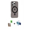 MARSİLYAN™- iPhone 16 Pro Max Kılıf Pusula Form Özel Seri - Siyah 3D Antistatik Seramik Nano Ekran Koruyucu + Raze Metal Kamera Lens - CLTM