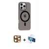 MARSİLYAN™- iPhone 16 Pro Max Kılıf Pusula Form Özel Seri - Siyah 3D Antistatik Seramik Nano Ekran Koruyucu + Pers Alüminyum Kamera Lens - CLTM