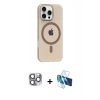 MARSİLYAN™- iPhone 16 Pro Max Kılıf Pusula Form Özel Seri - Siyah 3D Antistatik Seramik Nano Ekran Koruyucu + Pers Alüminyum Kamera Lens - GI