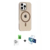 MARSİLYAN™- iPhone 16 Pro Max Kılıf Pusula Form Özel Seri - Siyah 3D Antistatik Seramik Nano Ekran Koruyucu + Raze Metal Kamera Lens - BZ
