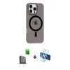 MARSİLYAN™- iPhone 16 Pro Max Kılıf Pusula Form Özel Seri - Siyah 3D Antistatik Seramik Nano Ekran Koruyucu + Raze Metal Kamera Lens - SH