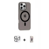 MARSİLYAN™- iPhone 16 Pro Max Kılıf Pusula Form Özel Seri - Siyah Bilvis 3D Cam Ekran Koruyucu + Pers Alüminyum Kamera Lens - GS