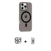 MARSİLYAN™- iPhone 16 Pro Max Kılıf Pusula Form Özel Seri - Siyah Bilvis 3D Cam Ekran Koruyucu + Pers Alüminyum Kamera Lens - GI