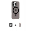 MARSİLYAN™- iPhone 16 Pro Max Kılıf Pusula Form Özel Seri - Siyah Bilvis 3D Cam Ekran Koruyucu + PVD Metal Kamera Lens - SH