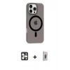 MARSİLYAN™- iPhone 16 Pro Max Kılıf Pusula Form Özel Seri - Siyah Bilvis 3D Cam Ekran Koruyucu + PVD Metal Kamera Lens - GD