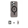 MARSİLYAN™- iPhone 16 Pro Max Kılıf Pusula Form Özel Seri - Siyah Bilvis 3D Cam Ekran Koruyucu + PVD Metal Kamera Lens - GS