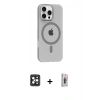 MARSİLYAN™- iPhone 16 Pro Max Kılıf Pusula Form Özel Seri - Siyah Bilvis 3D Cam Ekran Koruyucu + PVD Metal Kamera Lens - SH