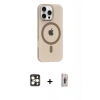 MARSİLYAN™- iPhone 16 Pro Max Kılıf Pusula Form Özel Seri - Siyah Bilvis 3D Cam Ekran Koruyucu + PVD Metal Kamera Lens - GD