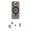 MARSİLYAN™- iPhone 16 Pro Max Kılıf Pusula Form Özel Seri - Siyah Bilvis 3D Cam Ekran Koruyucu + Raze Metal Kamera Lens - NLGY