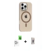 MARSİLYAN™- iPhone 16 Pro Max Kılıf Pusula Form Özel Seri - Siyah Bilvis 3D Cam Ekran Koruyucu + Raze Metal Kamera Lens - BZ