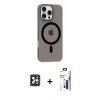 MARSİLYAN™- iPhone 16 Pro Max Kılıf Pusula Form Özel Seri - Siyah Bilvis 3X AR Hayalet Cam Ekran Koruyucu + PVD Metal Kamera Lens - SH