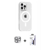 MARSİLYAN™- iPhone 16 Pro Max Kılıf Pusula Form Özel Seri - Siyah Bilvis 3X AR Hayalet Cam Ekran Koruyucu + Pers Alüminyum Kamera Lens - GI