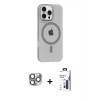 MARSİLYAN™- iPhone 16 Pro Max Kılıf Pusula Form Özel Seri - Siyah Bilvis 3X AR Hayalet Cam Ekran Koruyucu + Pers Alüminyum Kamera Lens - GI