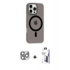 MARSİLYAN™- iPhone 16 Pro Max Kılıf Pusula Form Özel Seri - Siyah Bilvis 3X AR Hayalet Cam Ekran Koruyucu + Pers Alüminyum Kamera Lens - GI