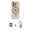 MARSİLYAN™- iPhone 16 Pro Max Kılıf Pusula Form Özel Seri - Siyah Bilvis 3X AR Hayalet Cam Ekran Koruyucu + PVD Metal Kamera Lens - GD