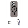 MARSİLYAN™- iPhone 16 Pro Max Kılıf Pusula Form Özel Seri - Siyah Bilvis 3X AR Hayalet Cam Ekran Koruyucu + PVD Metal Kamera Lens - GS