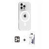 MARSİLYAN™- iPhone 16 Pro Max Kılıf Pusula Form Özel Seri - Siyah Bilvis 3X AR Hayalet Cam Ekran Koruyucu + PVD Metal Kamera Lens - GD