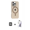 MARSİLYAN™- iPhone 16 Pro Max Kılıf Pusula Form Özel Seri - Siyah Bilvis 3X AR Hayalet Cam Ekran Koruyucu + PVD Metal Kamera Lens - SH