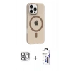 MARSİLYAN™- iPhone 16 Pro Max Kılıf Pusula Form Özel Seri - Siyah Bilvis 3X AR Hayalet Cam Ekran Koruyucu + Pers Alüminyum Kamera Lens - GI