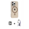 MARSİLYAN™- iPhone 16 Pro Max Kılıf Pusula Form Özel Seri - Siyah Bilvis 3X AR Hayalet Cam Ekran Koruyucu + PVD Metal Kamera Lens - GS