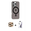 MARSİLYAN™- iPhone 16 Pro Max Kılıf Pusula Form Özel Seri - Siyah Bilvis 3X AR Hayalet Cam Ekran Koruyucu + Pers Alüminyum Kamera Lens - CLTM