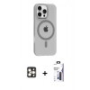 MARSİLYAN™- iPhone 16 Pro Max Kılıf Pusula Form Özel Seri - Siyah Bilvis 3X AR Hayalet Cam Ekran Koruyucu + PVD Metal Kamera Lens - GD