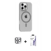 MARSİLYAN™- iPhone 16 Pro Max Kılıf Pusula Form Özel Seri - Siyah Bilvis 3X AR HD Cam Ekran Koruyucu + Pers Alüminyum Kamera Lens - GI