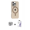 MARSİLYAN™- iPhone 16 Pro Max Kılıf Pusula Form Özel Seri - Siyah Bilvis 3X AR HD Cam Ekran Koruyucu + Pers Alüminyum Kamera Lens - GI