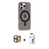 MARSİLYAN™- iPhone 16 Pro Max Kılıf Pusula Form Özel Seri - Siyah Bilvis 3X AR HD Cam Ekran Koruyucu + Pers Alüminyum Kamera Lens - CLTM