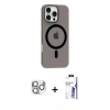MARSİLYAN™- iPhone 16 Pro Max Kılıf Pusula Form Özel Seri - Siyah Bilvis 3X AR HD Cam Ekran Koruyucu + Pers Alüminyum Kamera Lens - GS
