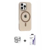 MARSİLYAN™- iPhone 16 Pro Max Kılıf Pusula Form Özel Seri - Siyah Bilvis 3X AR HD Cam Ekran Koruyucu + Pers Alüminyum Kamera Lens - GS