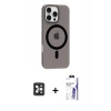 MARSİLYAN™- iPhone 16 Pro Max Kılıf Pusula Form Özel Seri - Siyah Bilvis 3X AR HD Cam Ekran Koruyucu + PVD Metal Kamera Lens - SH