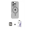 MARSİLYAN™- iPhone 16 Pro Max Kılıf Pusula Form Özel Seri - Siyah Bilvis 3X AR HD Cam Ekran Koruyucu + PVD Metal Kamera Lens - GD