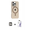 MARSİLYAN™- iPhone 16 Pro Max Kılıf Pusula Form Özel Seri - Siyah Bilvis 3X AR HD Cam Ekran Koruyucu + PVD Metal Kamera Lens - GD