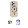 MARSİLYAN™- iPhone 16 Pro Max Kılıf Pusula Form Özel Seri - Siyah Bilvis 5in1 3D Magic Cam Ekran Koruyucu + Pers Alüminyum Kamera Lens - GI