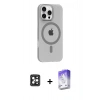 MARSİLYAN™- iPhone 16 Pro Max Kılıf Pusula Form Özel Seri - Siyah Bilvis 5in1 3D Magic Cam Ekran Koruyucu + PVD Metal Kamera Lens - SH