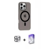 MARSİLYAN™- iPhone 16 Pro Max Kılıf Pusula Form Özel Seri - Siyah Bilvis 5in1 3D Magic Cam Ekran Koruyucu + Pers Alüminyum Kamera Lens - GI